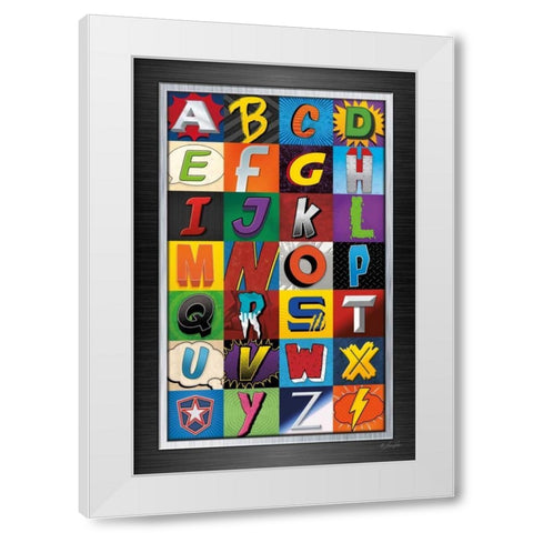 Superhero Alphabet White Modern Wood Framed Art Print by Rader, Lauren
