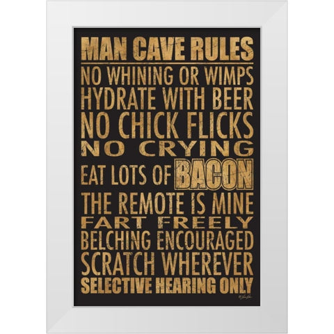 Man Cave Rules White Modern Wood Framed Art Print by Rader, Lauren