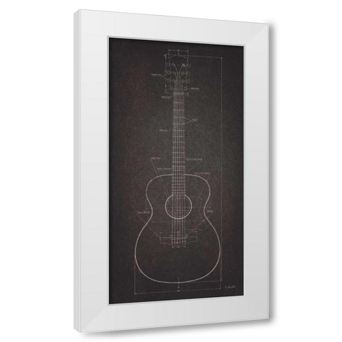 Acoustic Guitar Blueprint White Modern Wood Framed Art Print by Rader, Lauren
