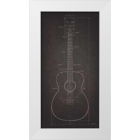 Acoustic Guitar Blueprint White Modern Wood Framed Art Print by Rader, Lauren