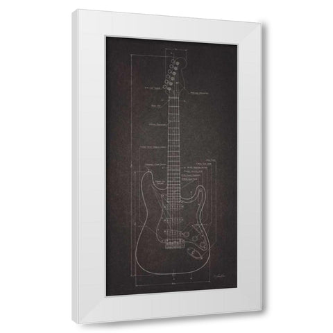 Electric Guitar Blueprint White Modern Wood Framed Art Print by Rader, Lauren