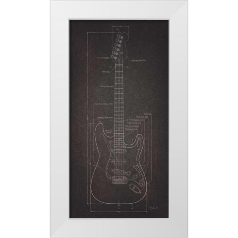Electric Guitar Blueprint White Modern Wood Framed Art Print by Rader, Lauren