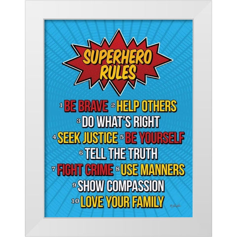 Superhero Rules White Modern Wood Framed Art Print by Rader, Lauren