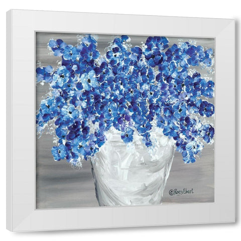 Blooming Blues White Modern Wood Framed Art Print by Ebert, Roey