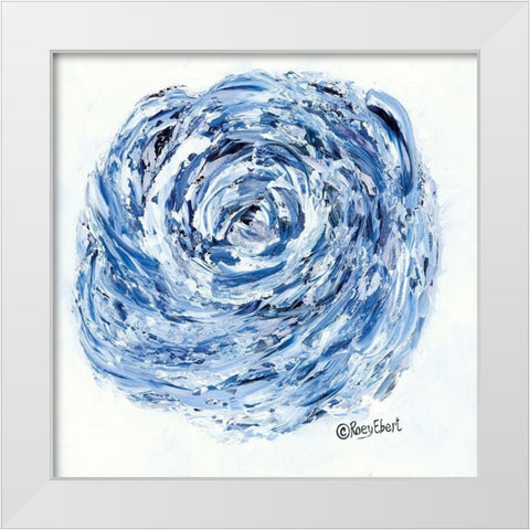 Blue Rose White Modern Wood Framed Art Print by Ebert, Roey