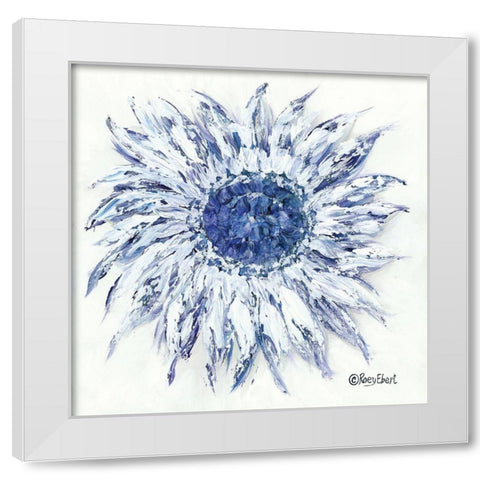Blue Sunflower White Modern Wood Framed Art Print by Ebert, Roey