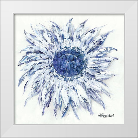 Blue Sunflower White Modern Wood Framed Art Print by Ebert, Roey