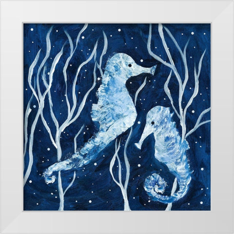 Swimming Party White Modern Wood Framed Art Print by Ebert, Roey