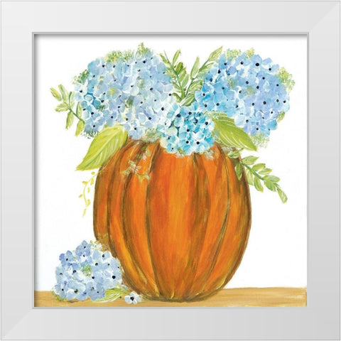 Pumpkin Full of Hydrangeas White Modern Wood Framed Art Print by Ebert, Roey