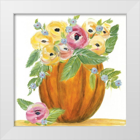Pumpkin Full of Roses White Modern Wood Framed Art Print by Ebert, Roey