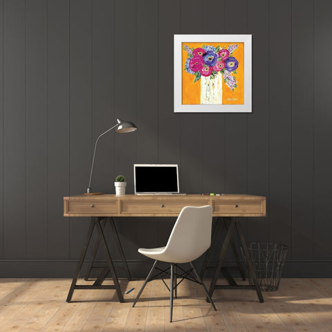 Vase Full of Sunshine White Modern Wood Framed Art Print by Ebert, Roey