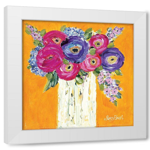 Vase Full of Sunshine White Modern Wood Framed Art Print by Ebert, Roey