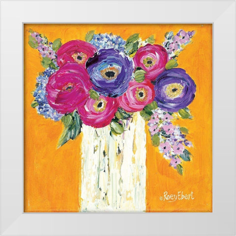 Vase Full of Sunshine White Modern Wood Framed Art Print by Ebert, Roey