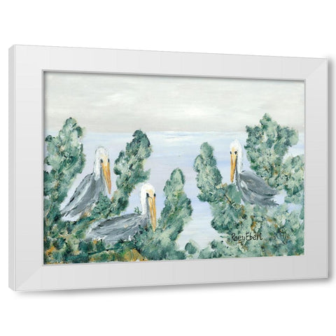 The Pelican Perch White Modern Wood Framed Art Print by Ebert, Roey