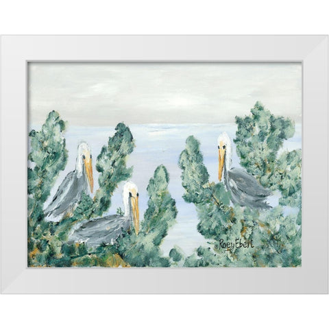 The Pelican Perch White Modern Wood Framed Art Print by Ebert, Roey