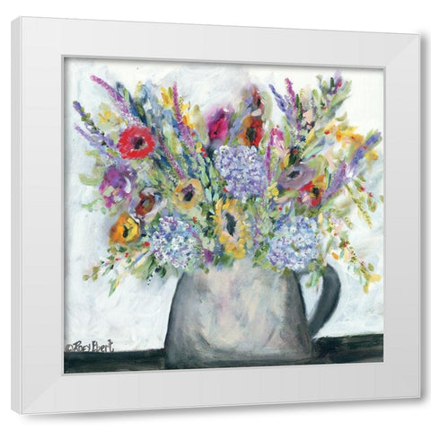 Hydrangeas in Pitcher White Modern Wood Framed Art Print by Ebert, Roey