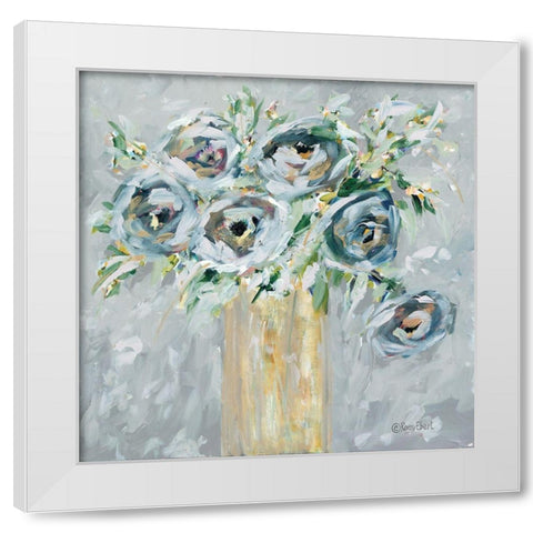 Blooms in Gold Vase White Modern Wood Framed Art Print by Ebert, Roey
