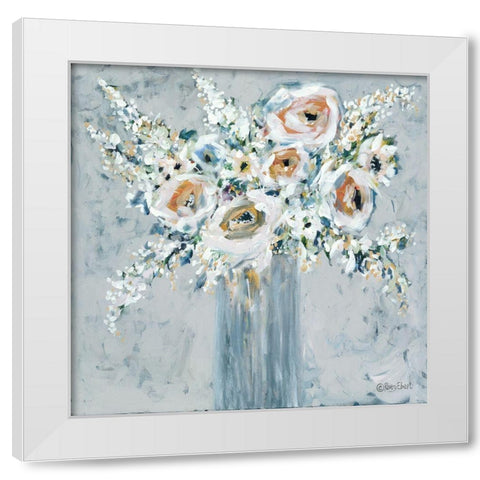 Blooms in Blue Vase White Modern Wood Framed Art Print by Ebert, Roey