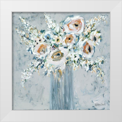 Blooms in Blue Vase White Modern Wood Framed Art Print by Ebert, Roey