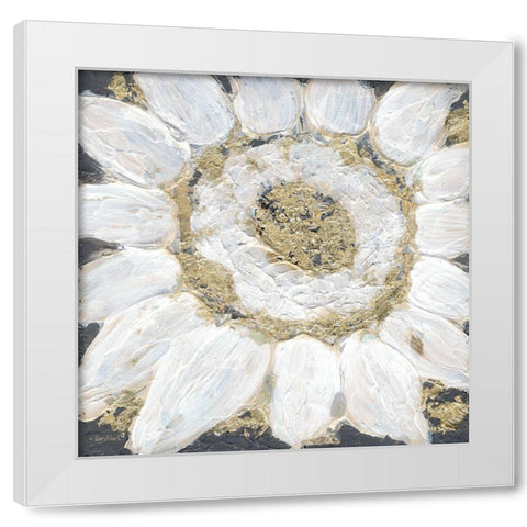 Golden Sunflower White Modern Wood Framed Art Print by Ebert, Roey