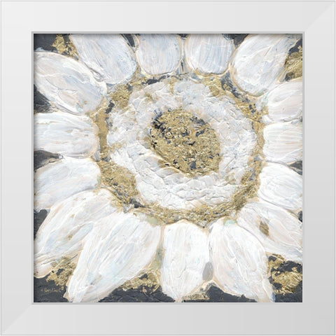 Golden Sunflower White Modern Wood Framed Art Print by Ebert, Roey