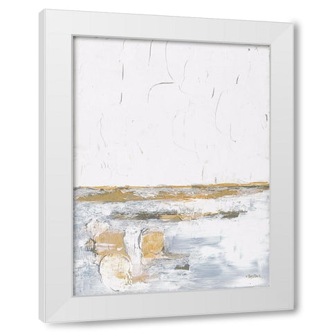 Golden Wishes White Modern Wood Framed Art Print by Ebert, Roey