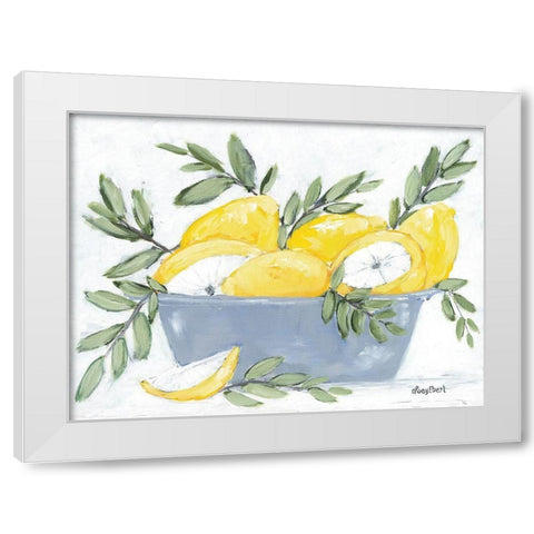 Lemons in Bowl White Modern Wood Framed Art Print by Ebert, Roey