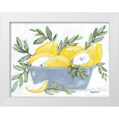 Lemons in Bowl White Modern Wood Framed Art Print by Ebert, Roey