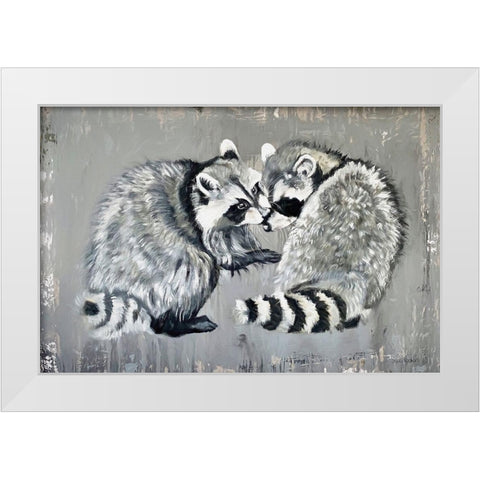 Two Raccoons White Modern Wood Framed Art Print by Redman, Suzi