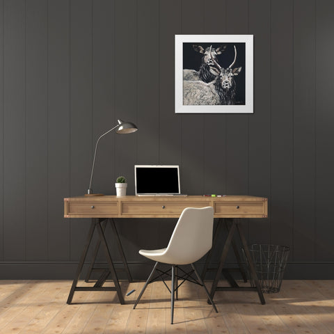 Two Woodland Deer White Modern Wood Framed Art Print by Redman, Suzi