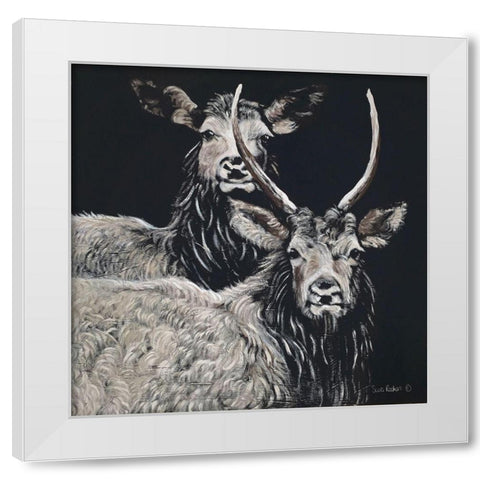Two Woodland Deer White Modern Wood Framed Art Print by Redman, Suzi
