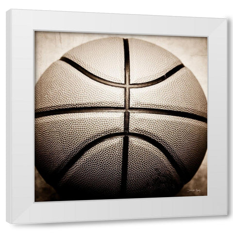 Vintage Basketball White Modern Wood Framed Art Print by Rigsby, Jennifer