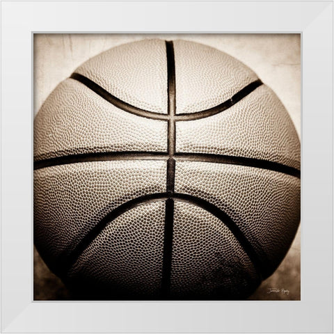 Vintage Basketball White Modern Wood Framed Art Print by Rigsby, Jennifer