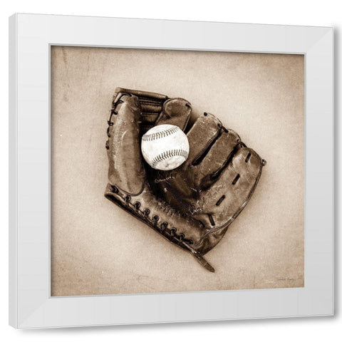 Vintage Baseball White Modern Wood Framed Art Print by Rigsby, Jennifer