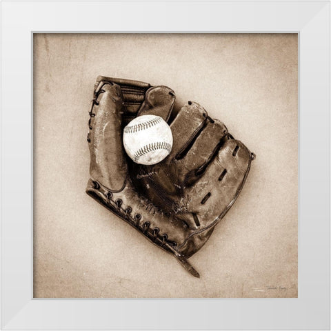 Vintage Baseball White Modern Wood Framed Art Print by Rigsby, Jennifer
