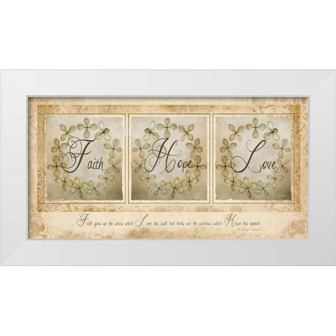 Faith, Hope, Love White Modern Wood Framed Art Print by Vieira, Robin-Lee