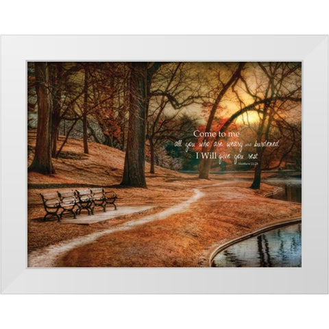I Will Give You Rest White Modern Wood Framed Art Print by Vieira, Robin-Lee