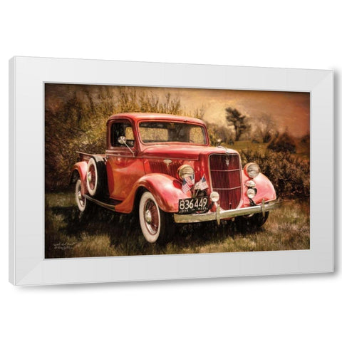 Little Red Truck White Modern Wood Framed Art Print by Vieira, Robin-Lee