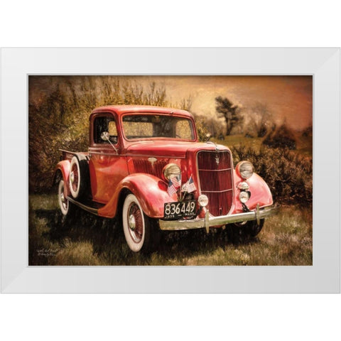 Little Red Truck White Modern Wood Framed Art Print by Vieira, Robin-Lee