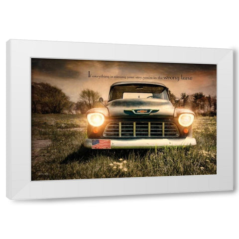 Wrong Lane White Modern Wood Framed Art Print by Vieira, Robin-Lee