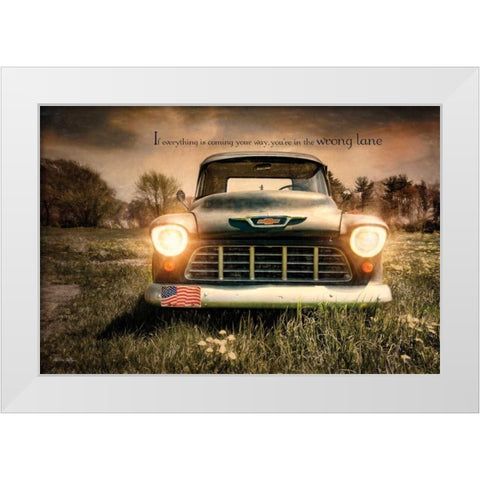 Wrong Lane White Modern Wood Framed Art Print by Vieira, Robin-Lee
