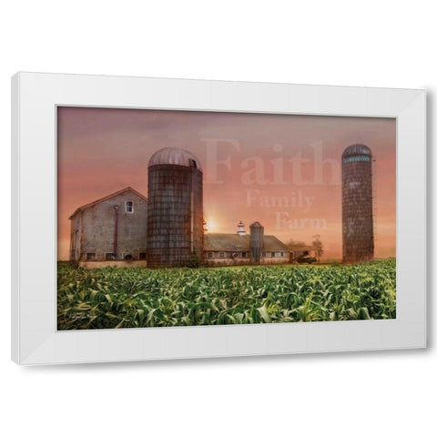 Faith, Family, Farm White Modern Wood Framed Art Print by Vieira, Robin-Lee