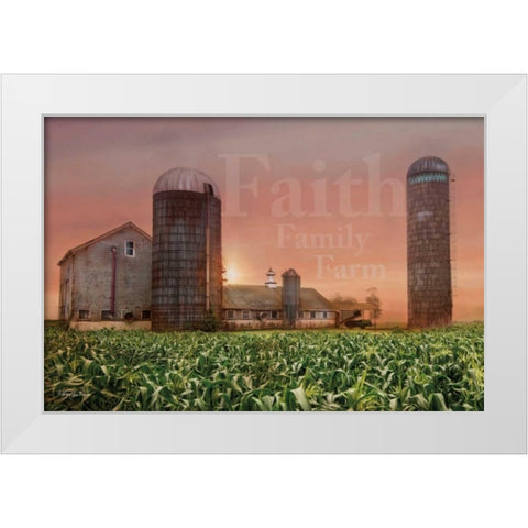 Faith, Family, Farm White Modern Wood Framed Art Print by Vieira, Robin-Lee