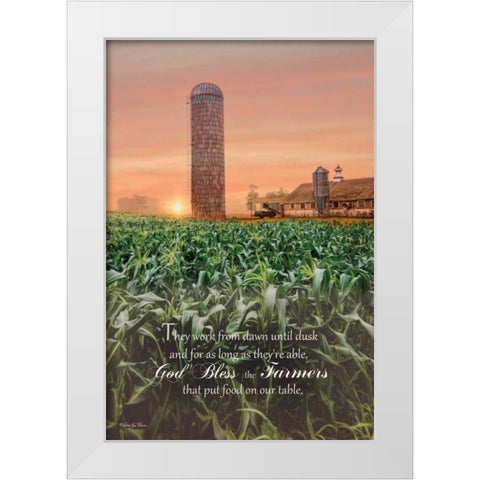 God Bless Farmers White Modern Wood Framed Art Print by Vieira, Robin-Lee
