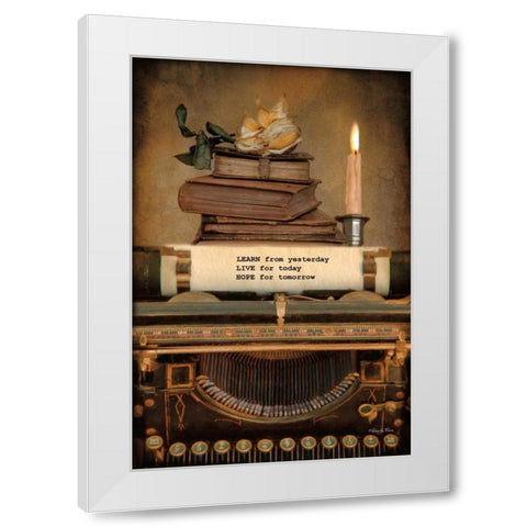 Learn from Yesterday White Modern Wood Framed Art Print by Vieira, Robin-Lee