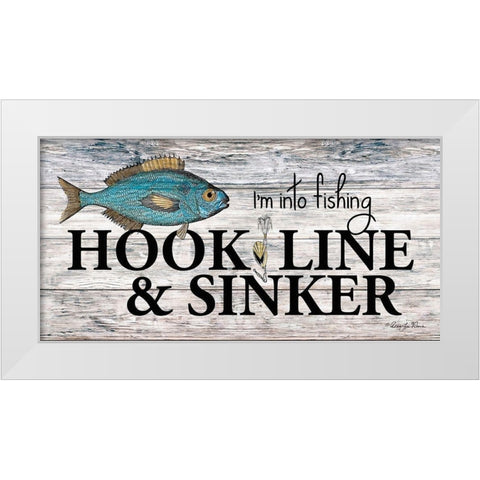 Hook, Line and Sinker White Modern Wood Framed Art Print by Vieira, Robin-Lee