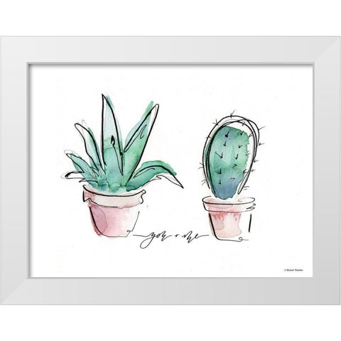 You and Me Cactus White Modern Wood Framed Art Print by Nieman, Rachel