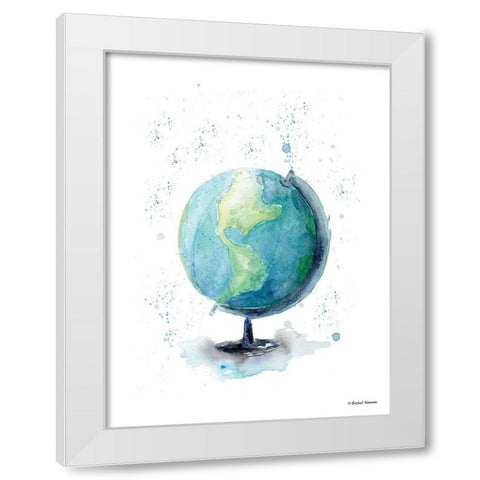Globe White Modern Wood Framed Art Print by Nieman, Rachel