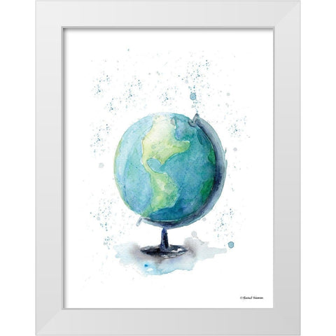 Globe White Modern Wood Framed Art Print by Nieman, Rachel