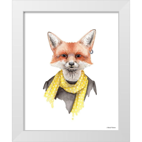 Foxxy Fox White Modern Wood Framed Art Print by Nieman, Rachel